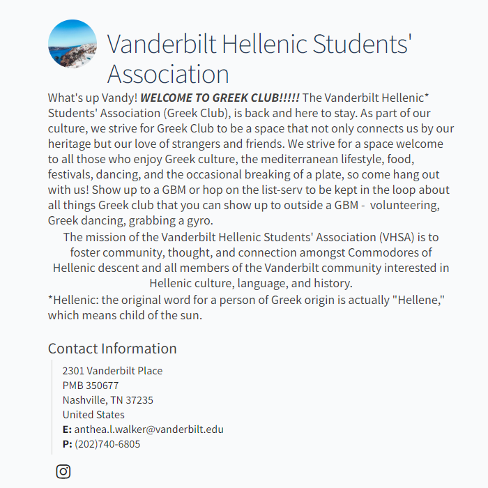 Greek Organization Near Me - Vanderbilt Hellenic Students' Association